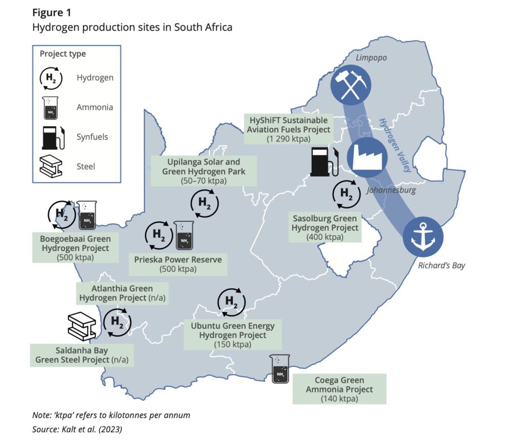 South Africa hydrogen production sites linked to platinum group metals resources