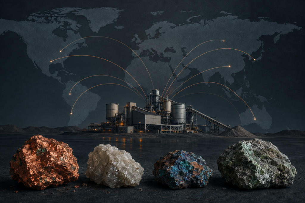 Critical minerals supply chains connecting global resources with concentrated processing capacity